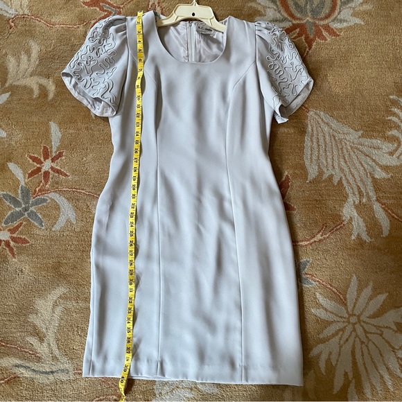 K.C. Studio Sheath Dress Gray Beaded sleeves Sz 12 - Picture 6 of 9